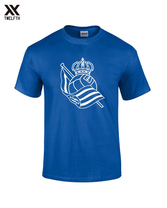 Real Sociedad Crest T-Shirt - Mens